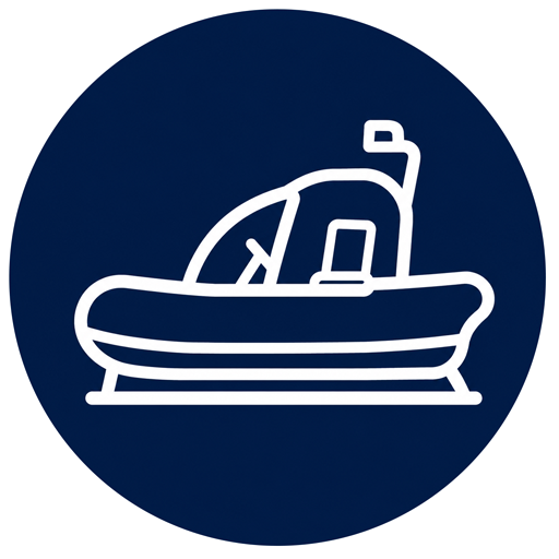 Inflatable boats icons circle