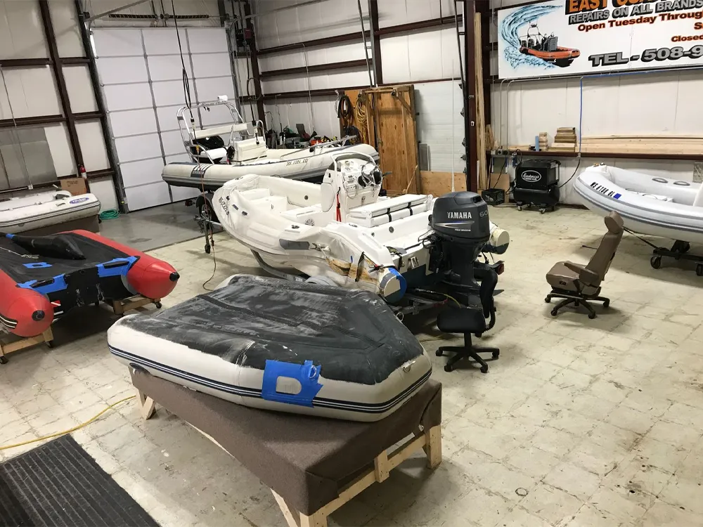 Inflatable boat repair workshop
